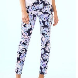 Lilly Pulitzer Kelly High Rise Ankle Pant in High Tide Navy Holy Flockamolie